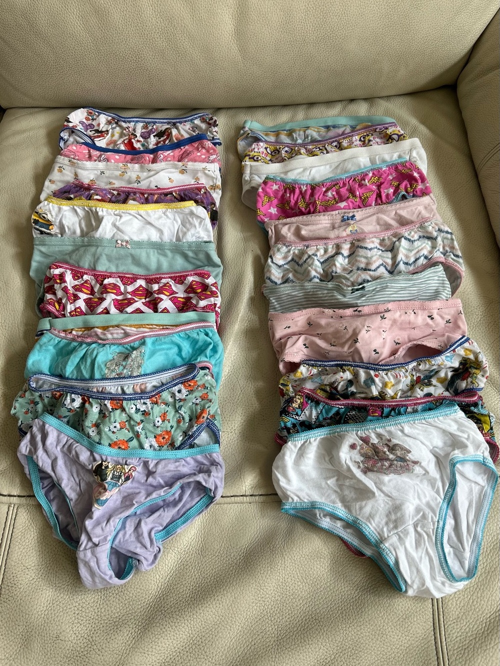 Kids Cotton Briefs Pack - Pink, Blue, Purple, Green Variety Lot of 20 - Size 6